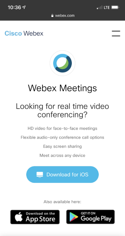 WebEx screenshot